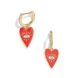 BaubleBar Iris Evil Eye Huggie Heart Drop Earrings